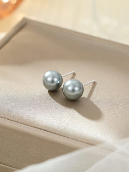 ES2552 【 8mm 】 925 Sterling Silver Imitation Pearl Round Minimalist Stud Earring
