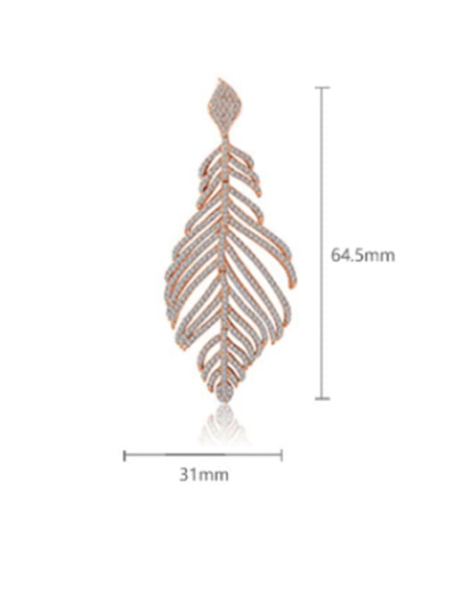 BLING SU Copper Cubic Zirconia Leaf Luxury Cluster Earring 2