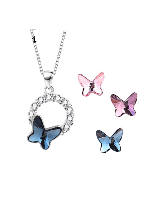BC-Swarovski Elements 925 Sterling Silver Austrian Crystal Butterfly Classic Necklace