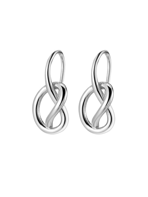 Platinum 925 Sterling Silver Hollow  Heart Minimalist Hook Earring