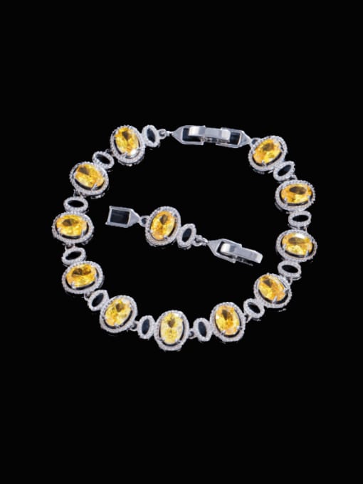 L.WIN Brass Cubic Zirconia Multi Color Oval Luxury Bracelet 3