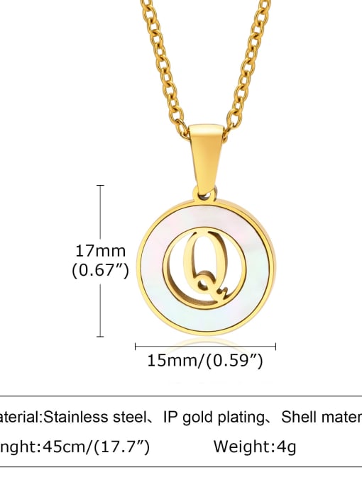 Q letter 45CM Stainless steel Shell Letter Minimalist Necklace
