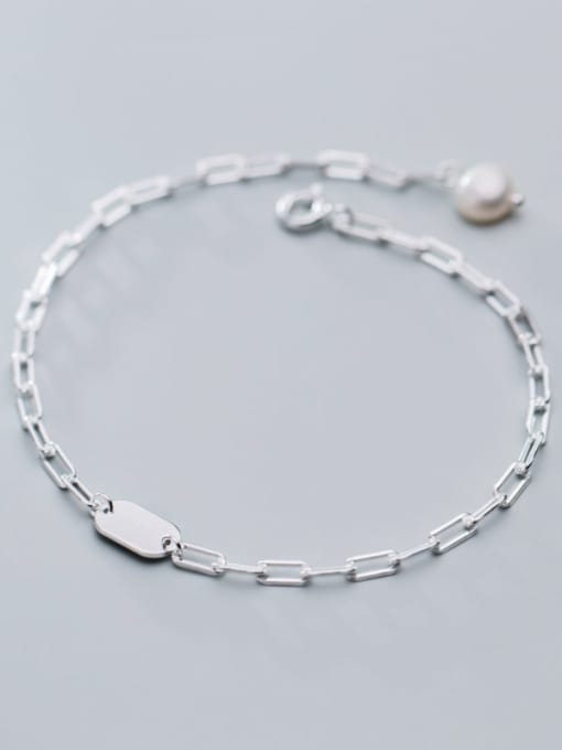 Rosh 925 Sterling Silver Geometric Chain Minimalist Link Bracelet 2