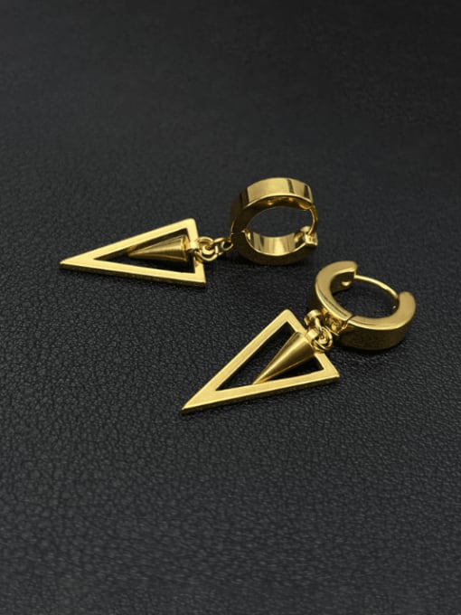 808 steel earrings gold Titanium Steel Triangle Minimalist Drop Earring