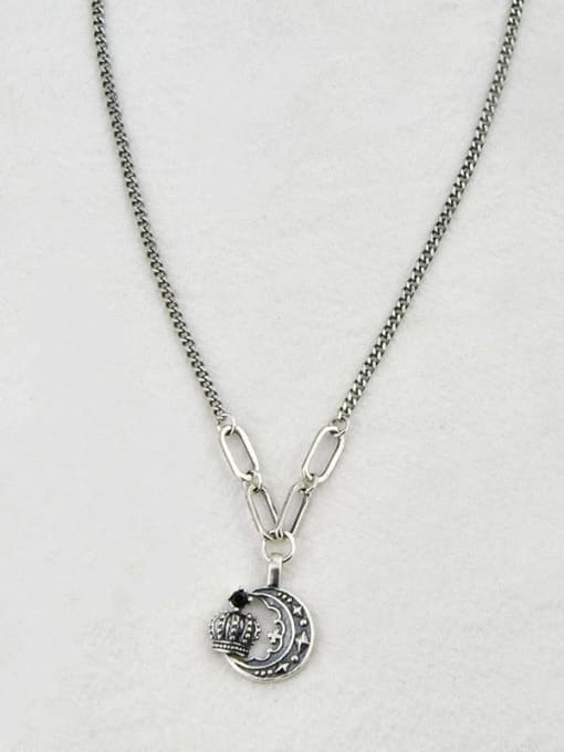 SHUI Vintage Sterling Silver With Antique Silver Plated Vintage Stars Moonr Necklaces 4