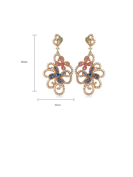 BLING SU Copper Cubic Zirconia Flower Luxury Chandelier Earring 3
