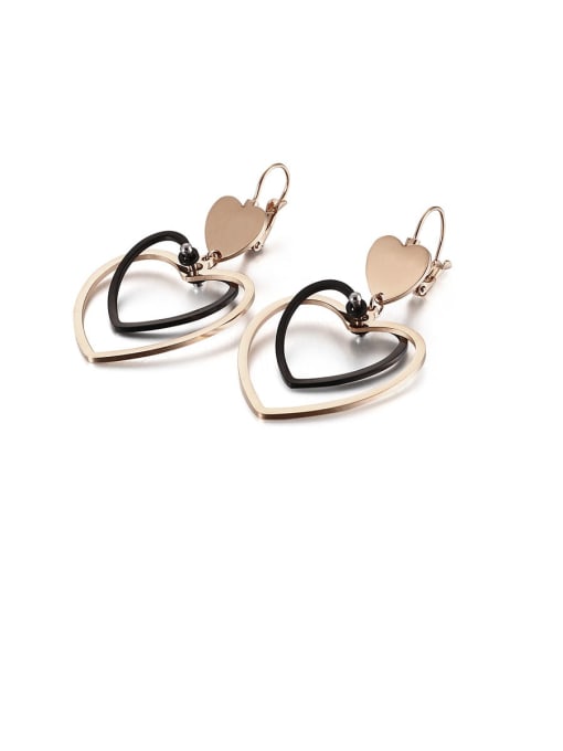 KAKALEN Stainless Steel Hollow  Heart Minimalist Hook Earring 4