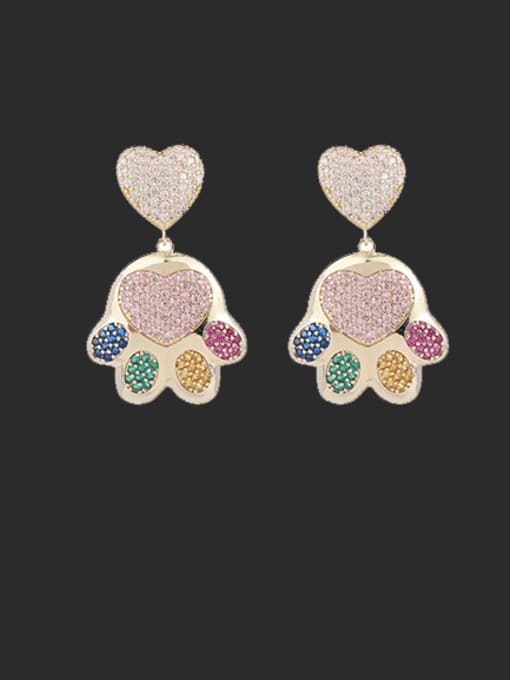 Luxu Brass Cubic Zirconia Heart Luxury Cluster Earring