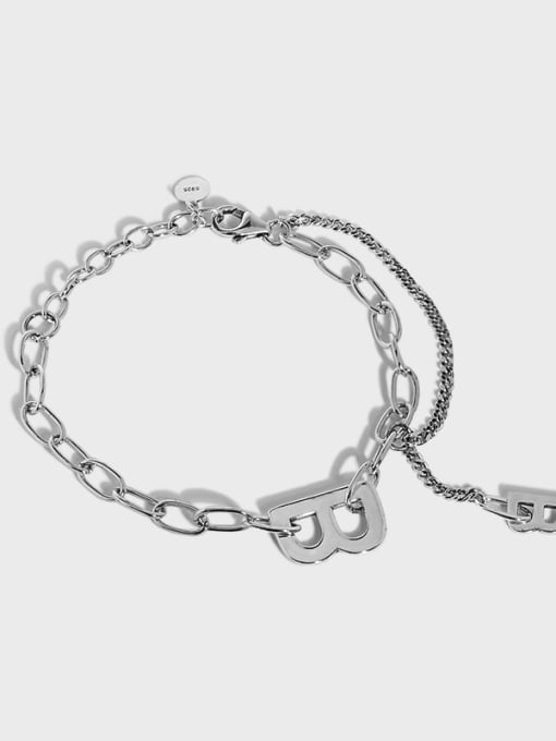 DAKA 925 Sterling Silver Irregular Vintage Hollow Chain Link Bracelet