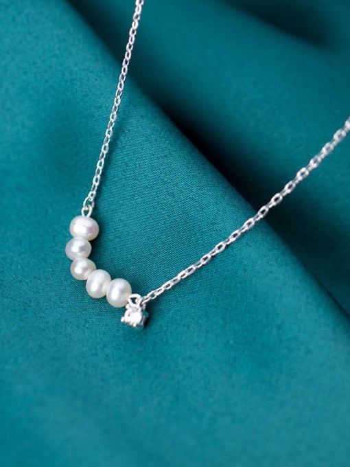 Rosh 925 Sterling Silver Fashion simple temperament pearl Necklace 3