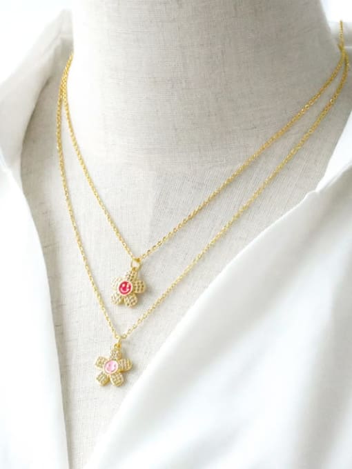 CC Brass Cubic Zirconia Smiley Trend Necklace 2