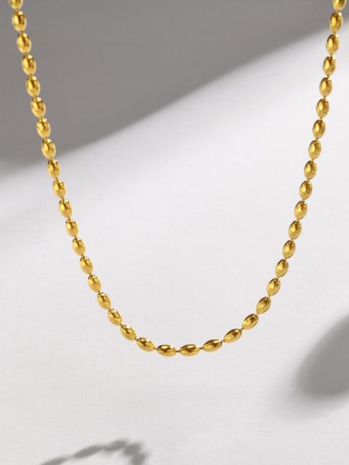 3MM Gold 36 +5CM Titanium Steel Geometric Minimalist Beaded Necklace