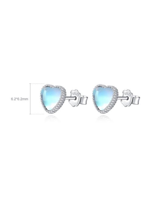 MODN 925 Sterling Silver Moonstone Heart Dainty Stud Earring 2