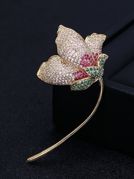 Luxu Brass Cubic Zirconia Flower Trend Brooch 0