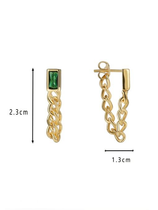 CHARME Brass Cubic Zirconia Geometric Chain Minimalist Drop Earring 2