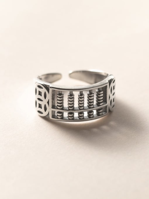 Rosh 925 Sterling Silver Geometric Vintage Band Ring 0