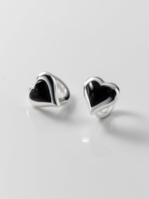 silver 925 Sterling Silver Carnelian Heart Vintage Huggie Earring