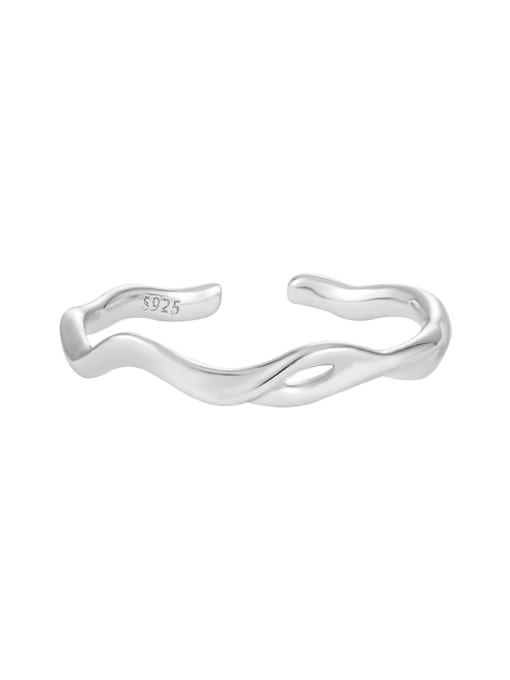 WJ069 4 Platinum 925 Sterling Silver Irregular Minimalist Band Ring