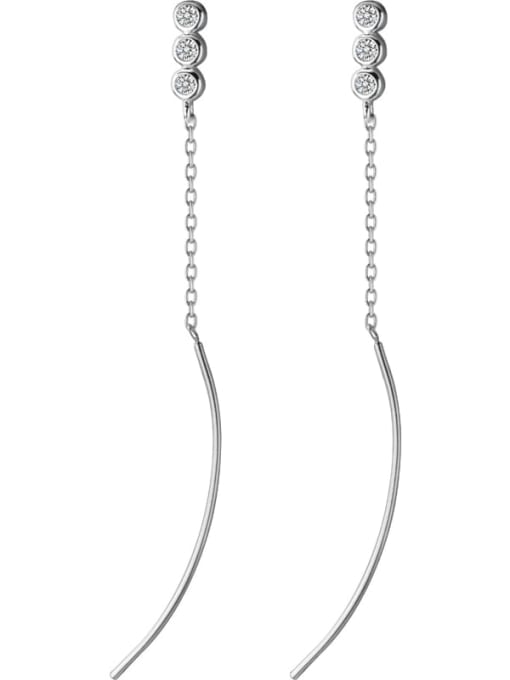 Rosh 925 Sterling Silver Imitation Pearl  Tassel Minimalist Threader Earring 3