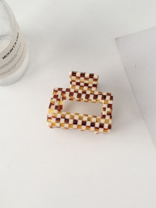 F118 Cellulose Acetate Minimalist Large and medium Checkered Coffee color hollow  Alloy Jaw Hair Claw