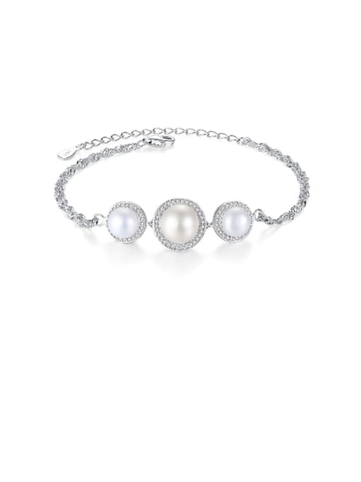 CCUI 925 Sterling Silver ROUND  Freshwater Pearl Bracelet 0