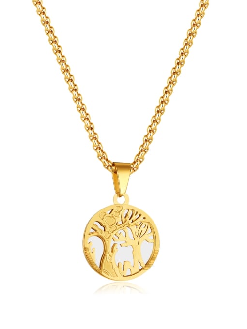 GX2295  Gold Pendant with Chain 3*55 Titanium Steel Round Hip Hop Necklace