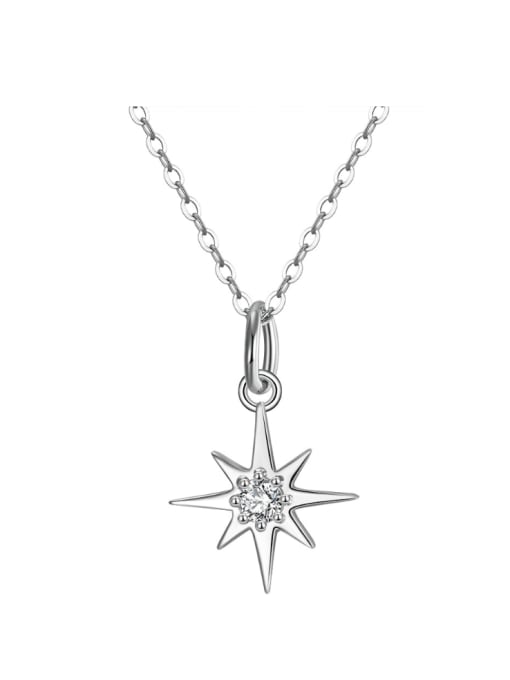 RINNTIN 925 Sterling Silver Rhinestone Pentagram Minimalist Necklace 2