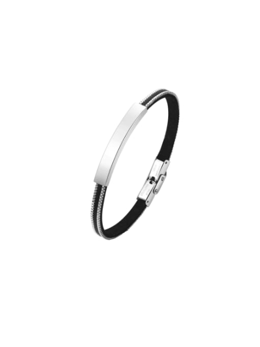 Length 20.5cm Stainless steel Artificial Leather Geometric Hip Hop Band Bangle