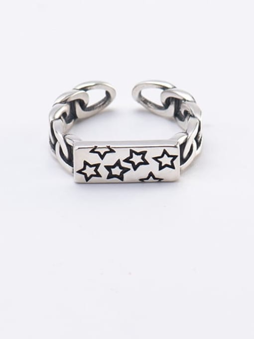 XBOX 925 Sterling Silver Star Vintage  Geometric chain Band Ring 0