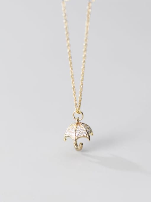 Rosh 925 Sterling Silver Cubic Zirconia Simple full diamond umbrella pendant Necklace 1