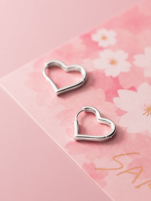 Rosh 925 Sterling Silver Hollow Heart Minimalist Stud Earring 3