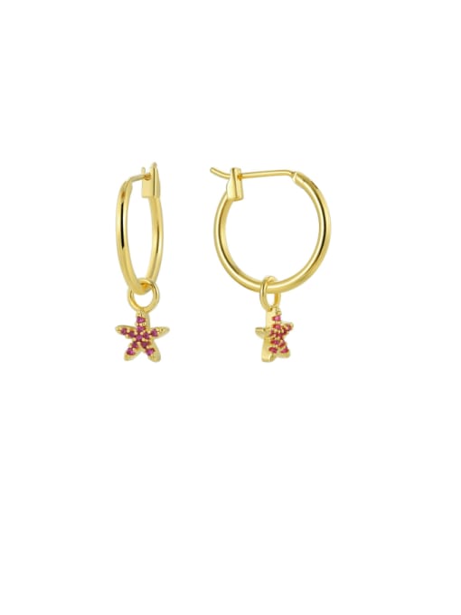 CHARME Brass Cubic Zirconia Pentagram Cute Huggie Earring 0