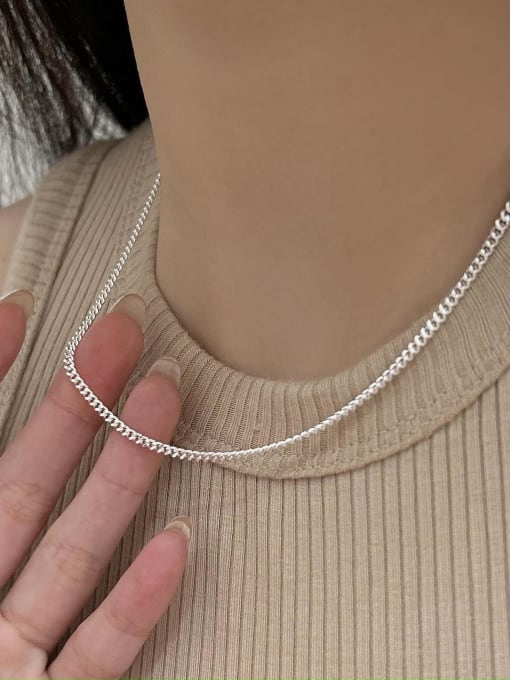 Boomer Cat 925 Sterling Silver  Minimalist  Side Chain  Necklace 2