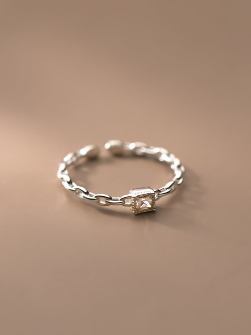 Rosh 925 Sterling Silver Geometric Chain  Minimalist Band Ring 2