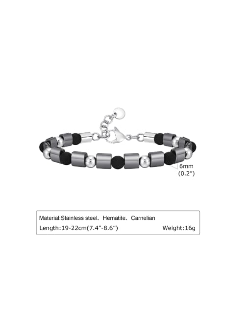 CONG Stainless steel Natural Stone Geometric Hip Hop Beaded Bracelet 3