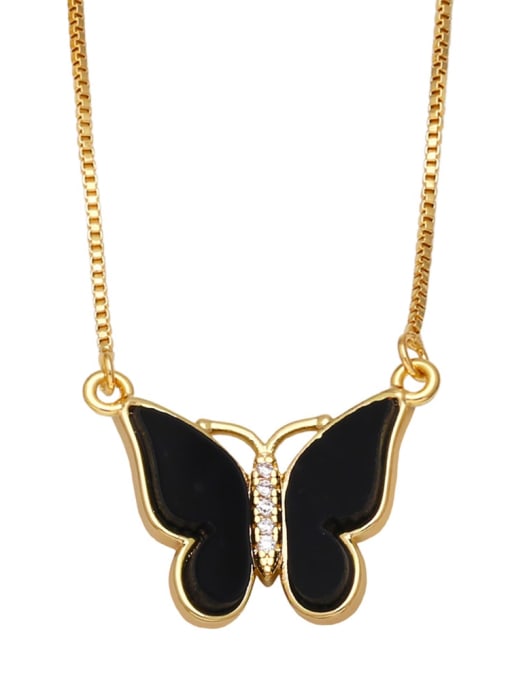 black Brass Shell Butterfly Minimalist Necklace