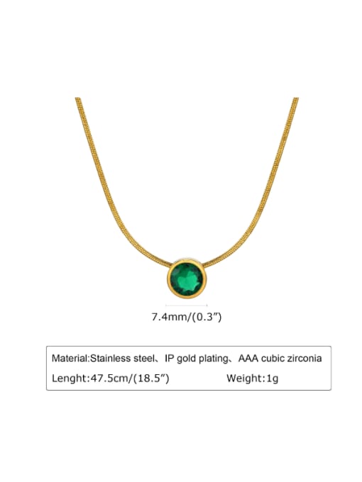 green Stainless steel Cubic Zirconia Geometric Minimalist Necklace