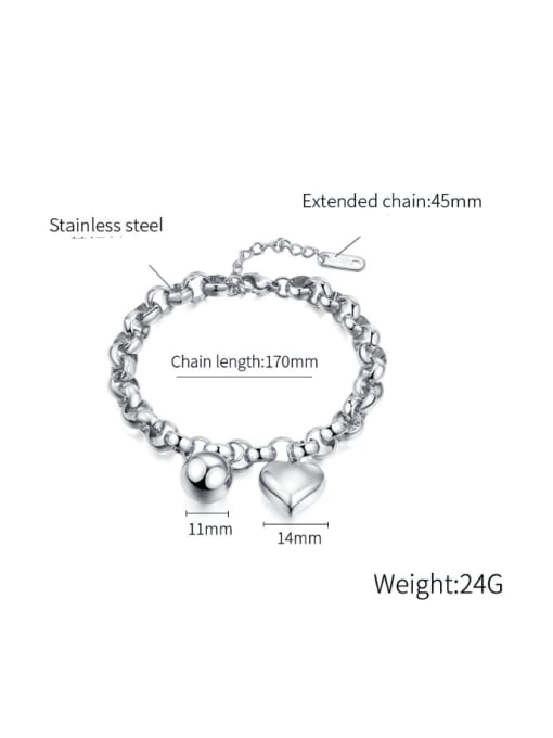 Open Sky Titanium Steel Heart Hip Hop Link Bracelet 3