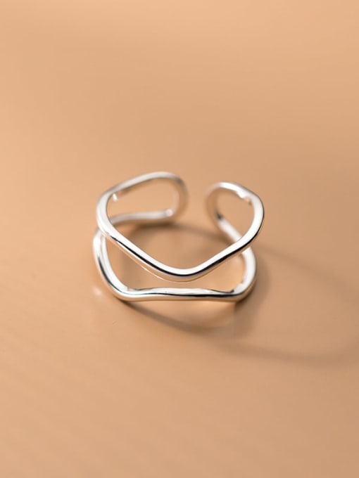 Rosh 925 Sterling Silver Geometric Line Minimalist Stackable Ring