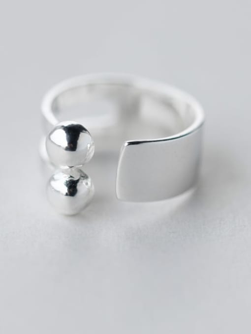 Rosh 925 Sterling Silver Bead Geometric Minimalist Band Ring 0
