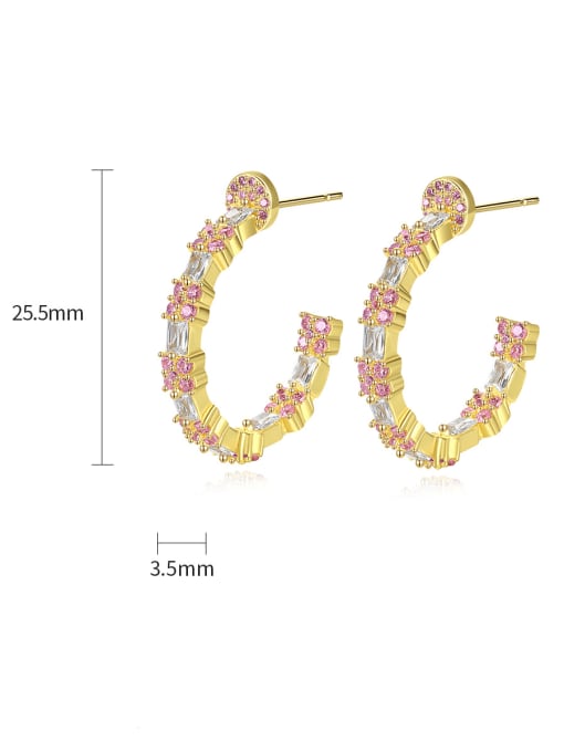 BLING SU Brass Cubic Zirconia Flower Minimalist Stud Earring 4