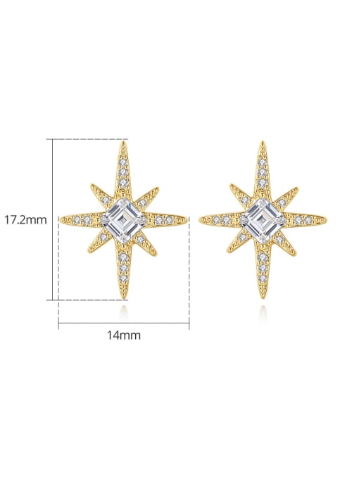 BLING SU Brass Cubic Zirconia Star Minimalist Stud Earring 4
