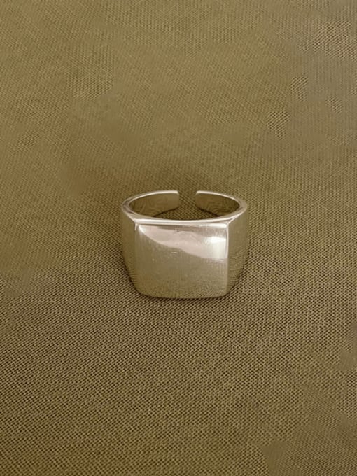 Boomer Cat 925 Sterling Silver Square Minimalist Band Ring 2
