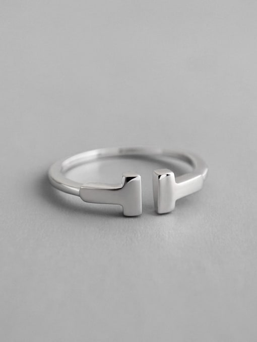 DAKA 925 Sterling Silver Geometric Minimalist  Free Size Band Ring 0