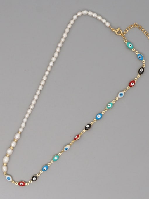 ZZ N200074A Stainless steel Freshwater Pearl Multi Color Irregular Bohemia Necklace