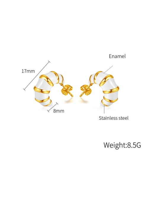 Open Sky Titanium Steel Enamel Geometric Minimalist Stud Earring 3