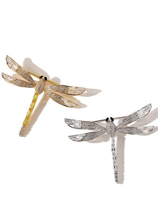My Model Copper Cubic Zirconia White Dragonfly Luxury Brooches 2
