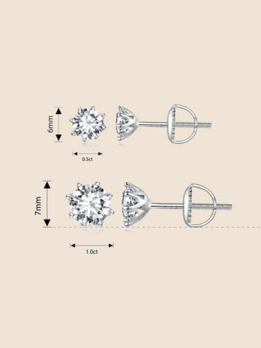 Jare 925 Sterling Silver Moissanite Geometric Classic Stud Earring 3