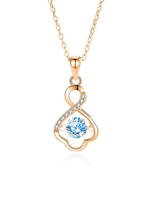 FDTD 031   Rose Gold+blue  Zircon 925 Sterling Silver Moissanite Irregular Dainty Necklace