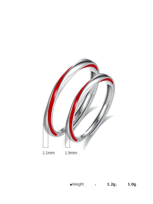 Dan 925 Sterling Silver Enamel Irregular Minimalist Couple Ring 1